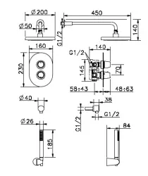 Huber Kyoto inbouw doucheset thermostatisch 913DKY21HCR