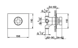 Cisal Barcelona inbouw 3 weg omstelkraan Chroom BA00027021