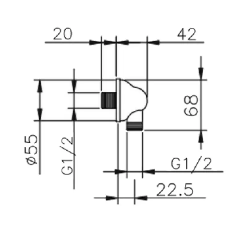Huber Croisette Aansluitbocht Chroom voor doucheslang aansluiting 67.02H.CR