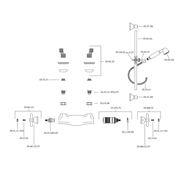 Huber Croisette Douchethermostaat met Glijstangset Chroom CSS0101021