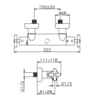 Huber Suite Opbouw douchethermostaat 23001NFHCR