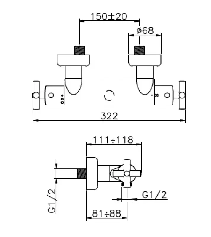 Huber Suite Opbouw douchethermostaat 23001NFHCR