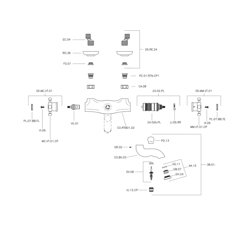 Huber Victorian Thermostatische Badkraan Chroom VTT2701021