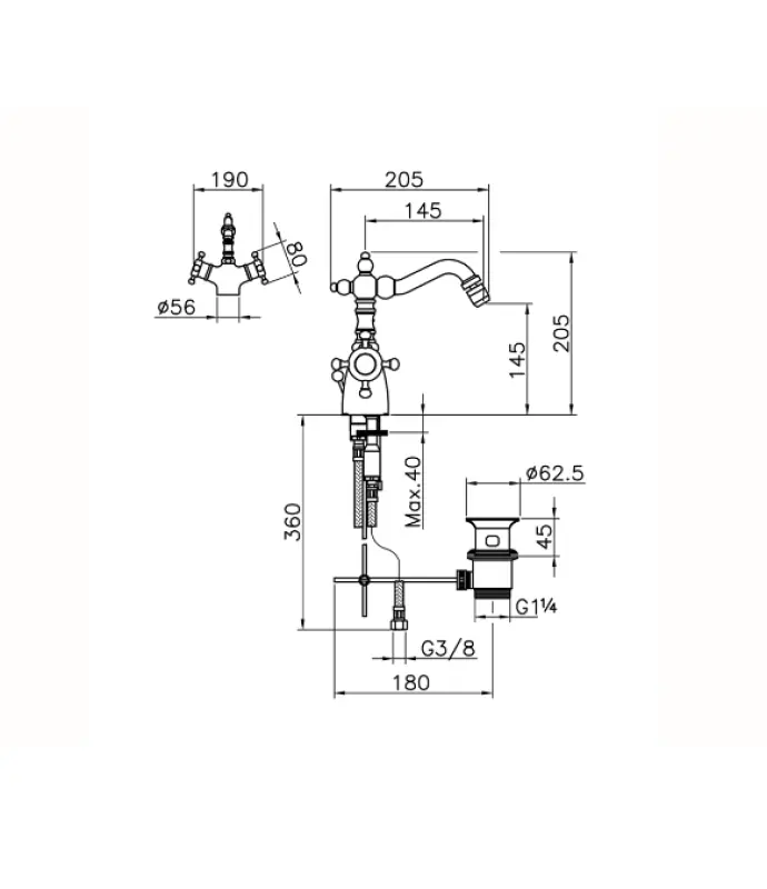 Huber Victorian Thermostatische Bidetmengkraan Chroom VTT5601021