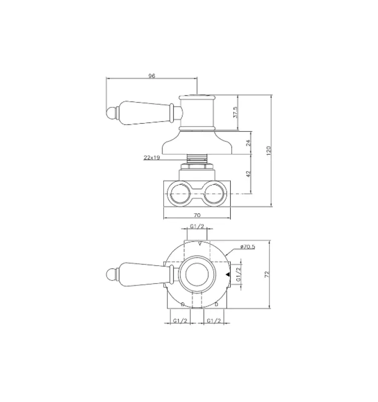 Huber Victorian 3 weg Omsteller Chroom VT00027021