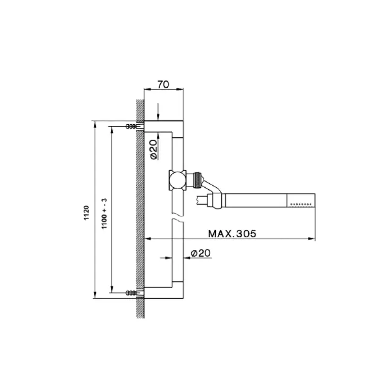 Cisal Handdoucheset incl. Glijstang 110cm DS01005221