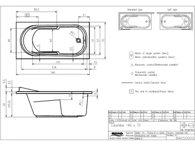 Riho Columbia bad 140x70 wit BA05005