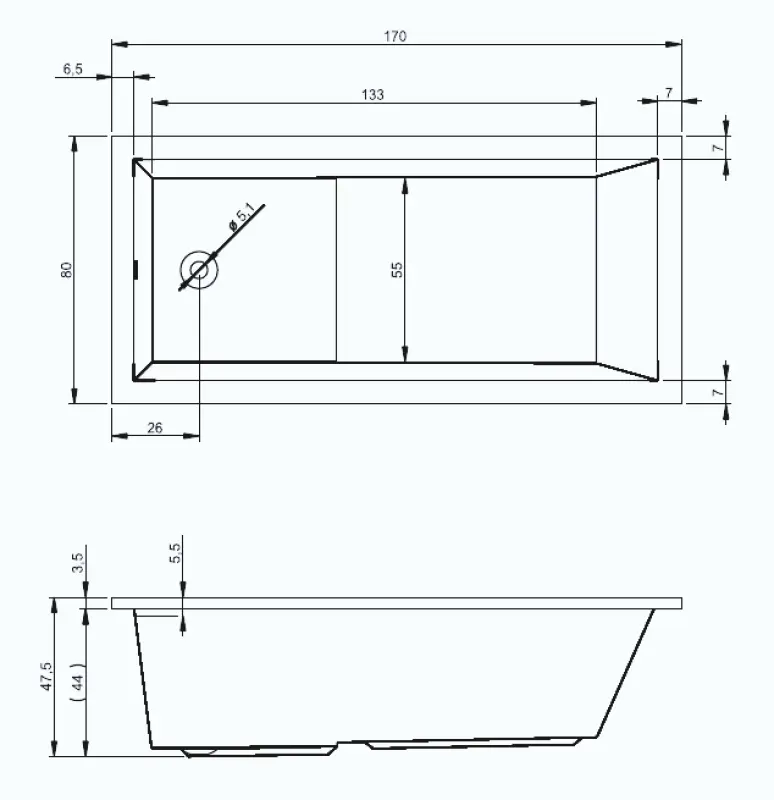 Riho Lusso bad 170x80 wit BA12005