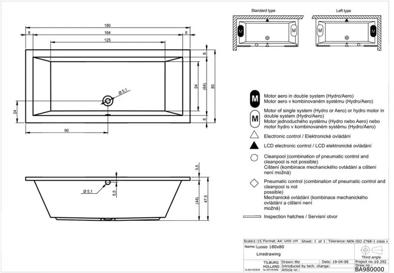 Riho Lusso bad 170x75 wit BA18005
