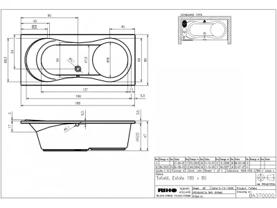 Riho Tofield bad 180x80 wit BA37005