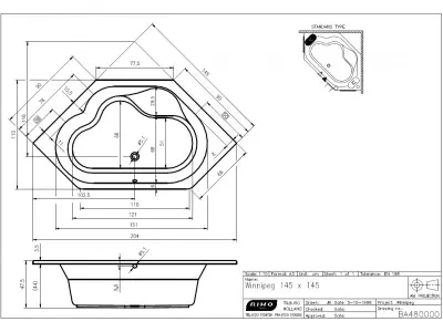 Riho Winnipeg bad 145x145 wit BA48005