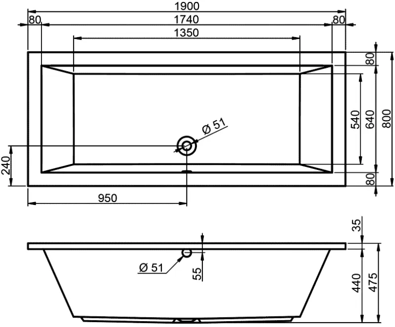 Riho Lusso bad 190x80 wit BA59005