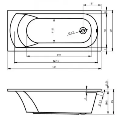 Riho Lusso bad 200x90 wit BA60005