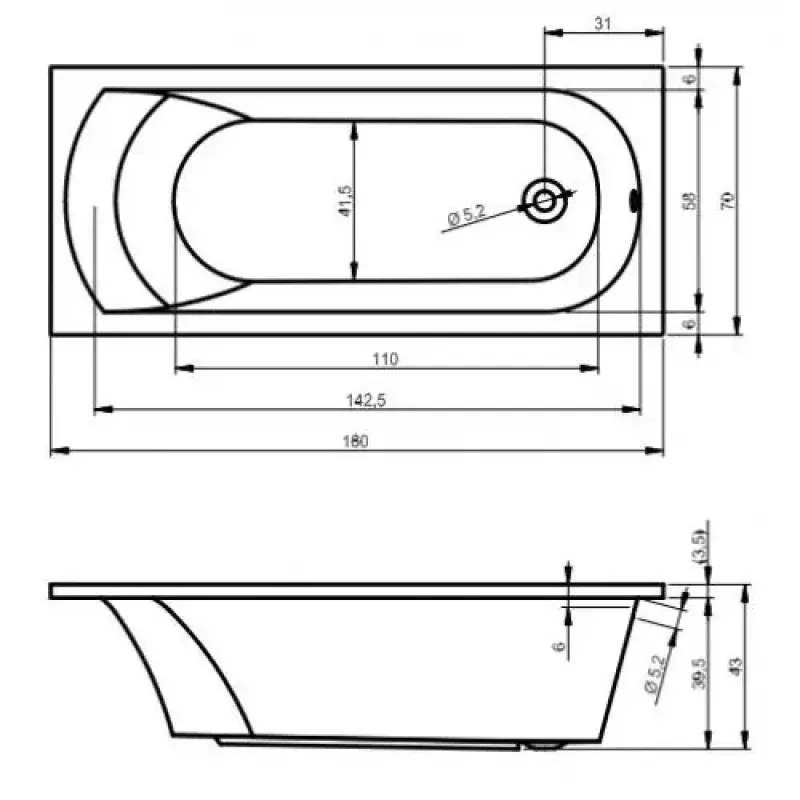 Riho Lusso bad 200x90 wit BA60005