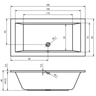 Riho Lusso bad 180x90 wit BA77005