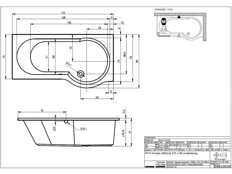 Riho Dorado bad links 170x90 wit BA81005