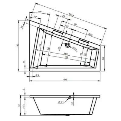 Riho Doppio bad links 180x130 wit BA91005