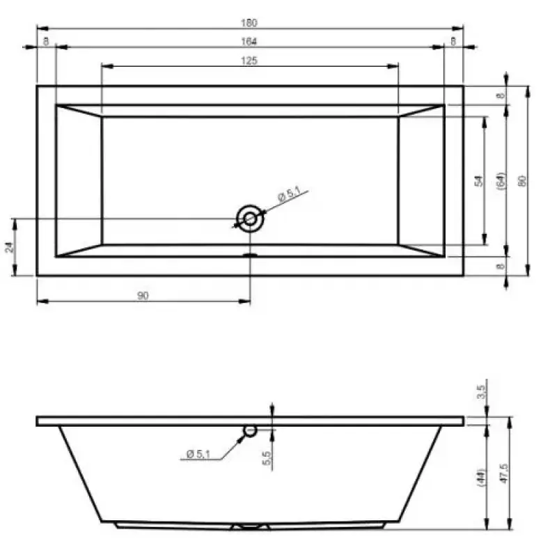 Riho Lusso bad 180x80 wit BA98005
