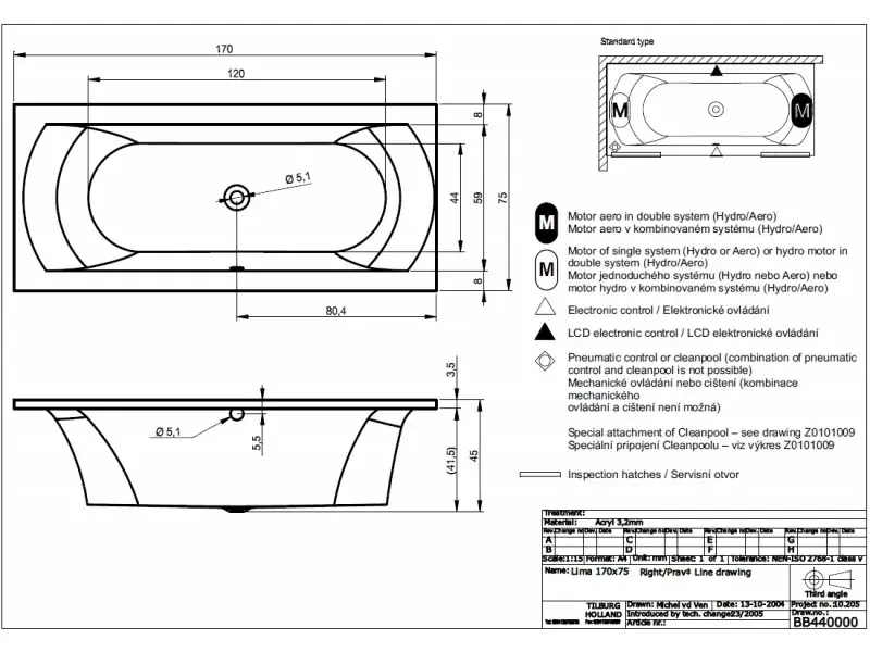 Riho Lima bad 170x75 wit BB44005
