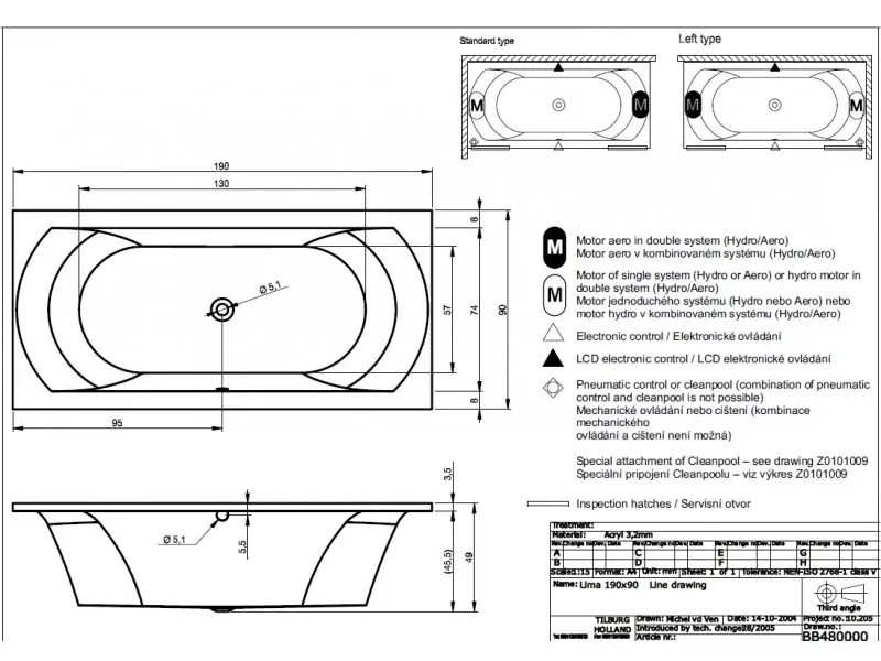 Riho Lima bad 190x90 wit BB48005