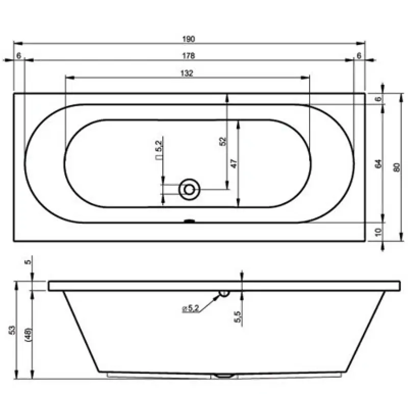 Riho Carolina bad 190x80 wit BB55005