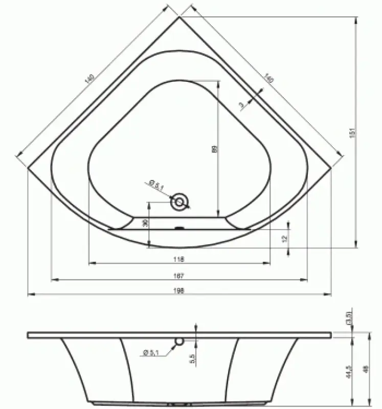 Riho Atlanta bad 140x140 wit BB70005