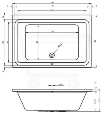 Riho Castello bad 180x120 wit BB77005