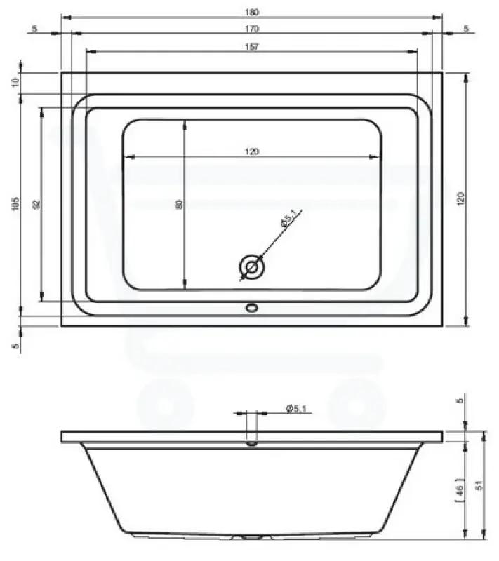 Riho Castello bad 180x120 wit BB77005
