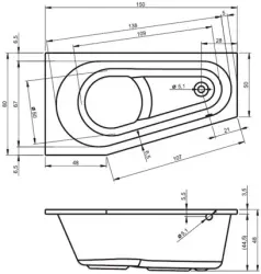 Riho Delta bad links 150x80 wit BB81005