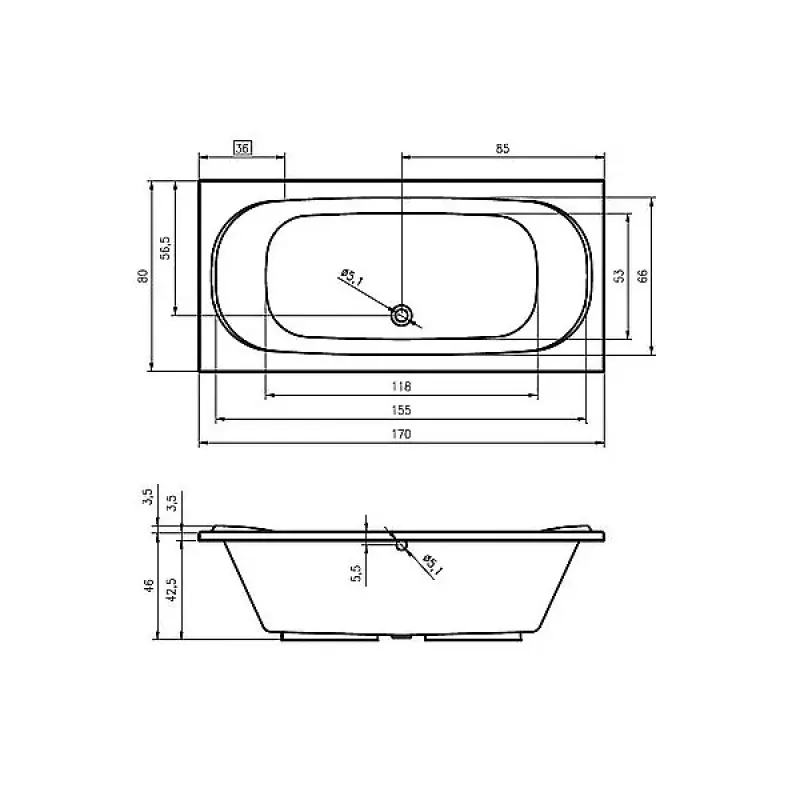 Riho Taurus bad 170x80 wit BC07005