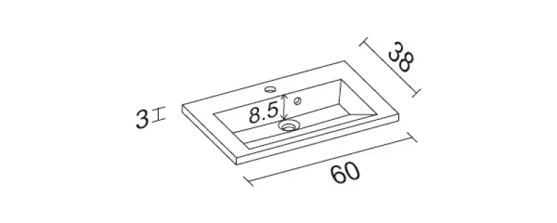 RIHO Broni wastafel 60x48, 1 kraangat, wit 1540404000