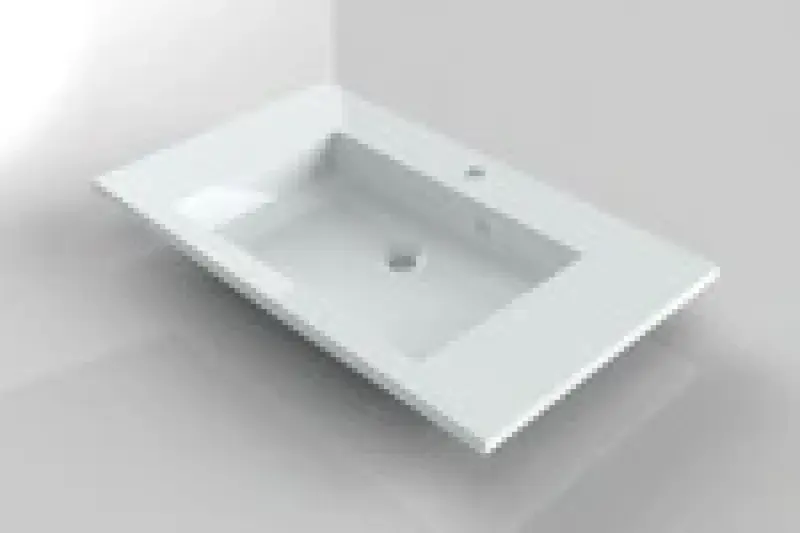 RIHO Broni wastafel , 80x48, 1 kraangat, bak midden, wit 1540434000