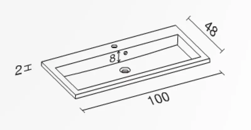 RIHO Broni wastafel 100x48, 1 kraangat, wit 1540444000