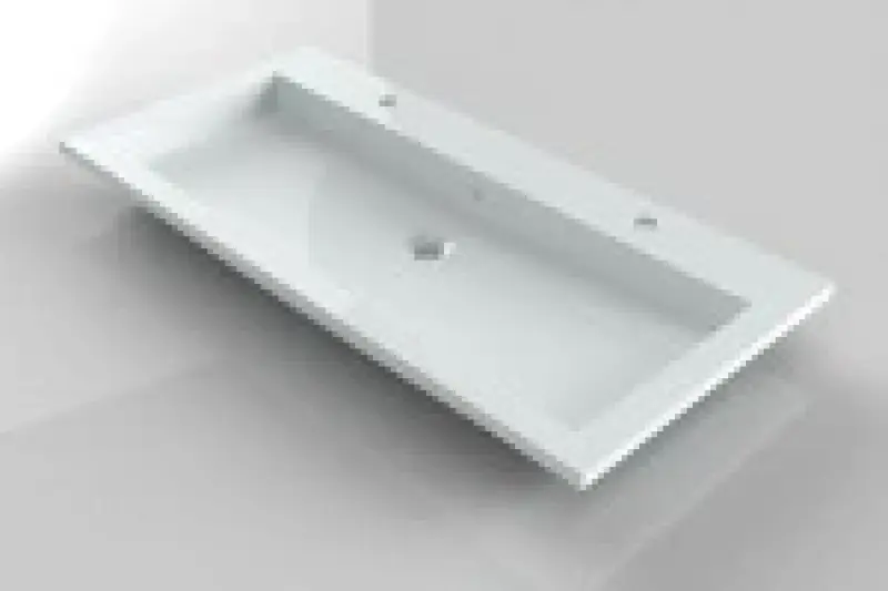 RIHO Broni wastafel 100x48, 2 kraangaten, wit 1540454000