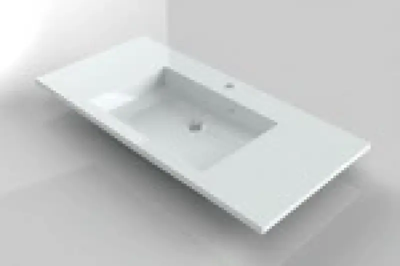 RIHO Broni wastafel , 100x48, 1 kraangat, bak midden, wit 1540464000