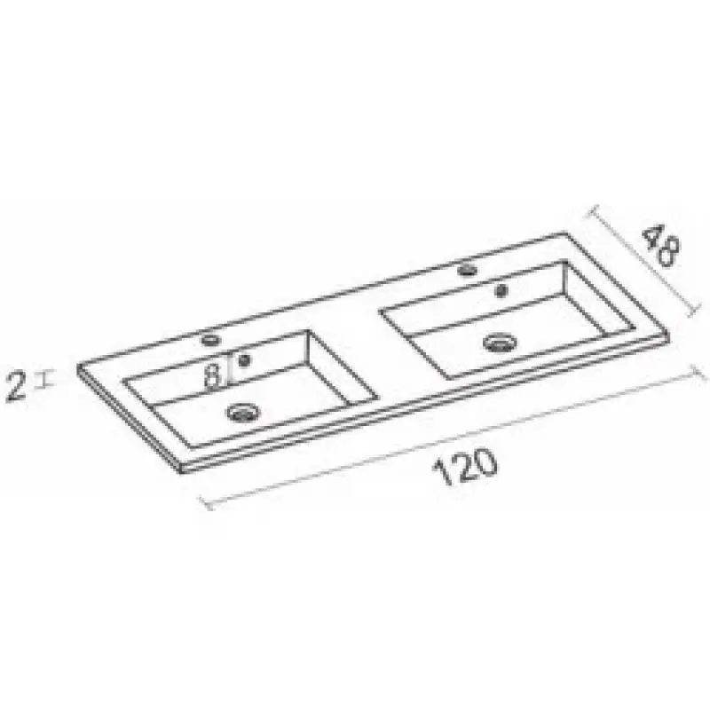 RIHO Broni wastafel 120x48, 2 bakken, wit 1540494000