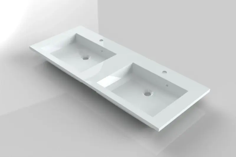 RIHO Broni wastafel 120x48, 2 bakken, wit 1540494000