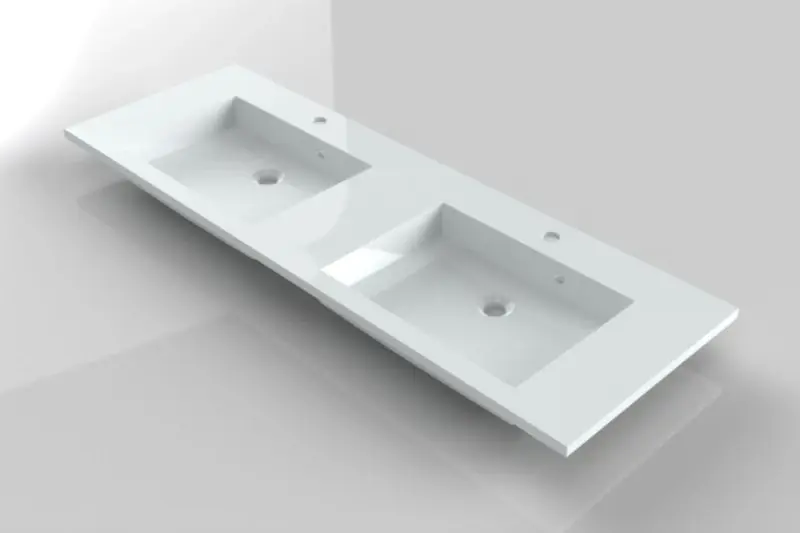 RIHO Broni wastafel 140x48, 2 bakken, wit 1540524000