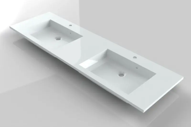 RIHO Broni wastafel 160x48, 2 bakken, wit 1540554000