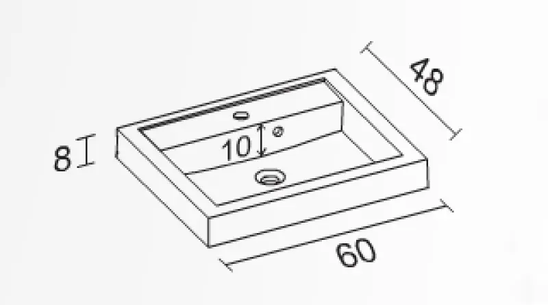 RIHO Bologna wastafel 60x48, 1 kraangat, wit 1540604000