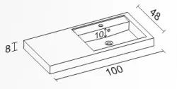 RIHO Bologna wastafel 100x48, bak rechts, wit 1540994000