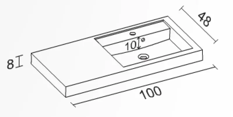 RIHO Bologna wastafel 100x48, bak rechts, wit 1540994000