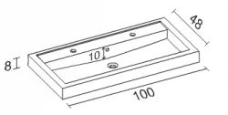 RIHO Bologna wastafel 100x48, 2 kraangaten, wit 1541024000