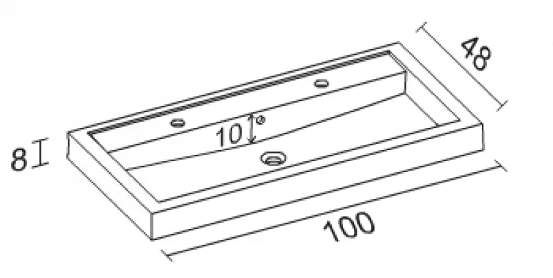 RIHO Bologna wastafel 100x48, 2 kraangaten, wit 1541024000