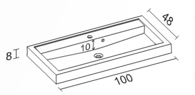 RIHO Bologna wastafel 100x48, 1 kraangat, wit 1541034000