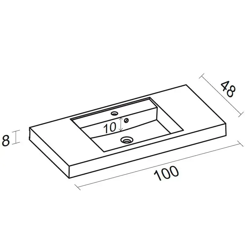 RIHO Bologna wastafel 100x48, bak midden, wit 1541044000