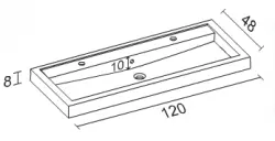 RIHO Bologna wastafel 120x48, 2 kraangaten, wit 1541224000