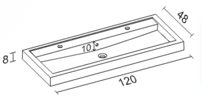 RIHO Bologna wastafel 120x48, 2 kraangaten, wit 1541224000