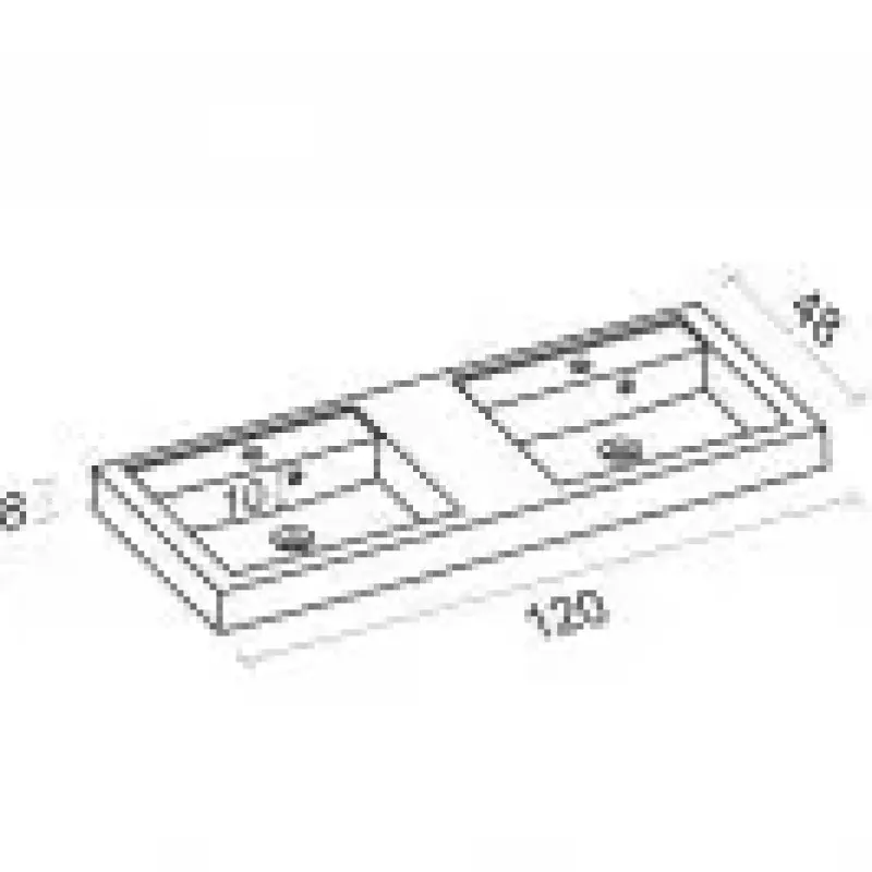 RIHO Bologna wastafel 120x48, 2 bakken, wit 1541234000
