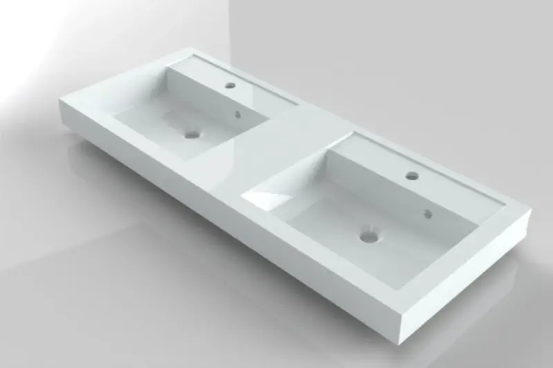 RIHO Bologna wastafel 120x48, 2 bakken, wit 1541234000